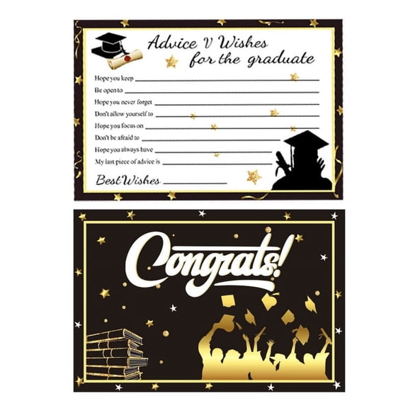10Pcs Graduation Card 2026 for Her or Him,Black and Gold Congratulations on Grad Cards Gift Party Decorations