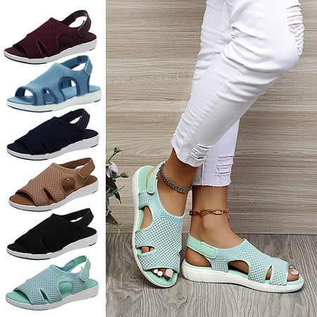

Bellella Woman Sandals Open Toe Sport Hiking Sandals Casual Summer Beach Walking Flat Sandals Light Green 5