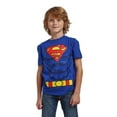 thumbnail image 4 of Superman Costume Boy's Blue Crew Neck Short Sleeve Cosplay T-shirt With Detachable Cape-18, 4 of 6