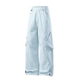 thumbnail image 6 of HOMADLES Mens Relaxed Fit Cargo Pants Stretch Elastic Drawstring Workout Pants Solid Color Athletic Pants Light Blue Size XL, 6 of 9