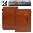 thumbnail image 4 of SaniMore Wallet Case for Amazon Fire HD 8 & 8 Plus (12th/10th Generation, 2022/2020), Card Slots & Pen Holder [Auto Sleep] PU Leather Magnetic Ciasp Kickstand Shockproof Full Protective Cover, Brown, 4 of 5
