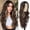 Coffee, variant on Long Wavy Curly Wig with Bangs for Women, Heat Resistant Synthetic Natural Looking Fashion Wig for Daily Wear and Special Occasions(Brown-2,One Size)