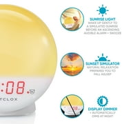 Westclox 5 White Electric Sunrise Simulator Alarm Clock with Digital LED Display and Dimmable Nightlight