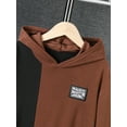 thumbnail image 4 of KIMI BEAR Big Boys Outfits 9T Big Boy Fall Winter Outfits 10T Big Boy Contrast Color Long Sleeve Hoodie Sweatshirt + Pants 2PCS Set Brown 9-10 Years, 4 of 7