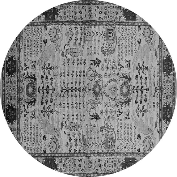 Ahgly Company Indoor Round Oriental Gray Traditional Area Rugs, 5' Round