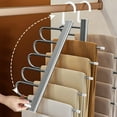 thumbnail image 2 of IPEWLEX Multi-Functional Stainless Steel Trouser Rack,Telescopic Folding Hanger, Horizontal & Vertical Use, Space-Saving Design, 2 of 6
