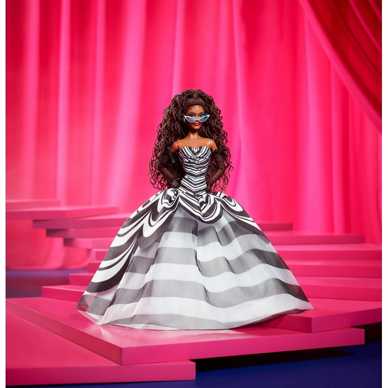 Barbie Signature 65th Anniversary Collectible Doll with Brown Hair and Black and White Gown