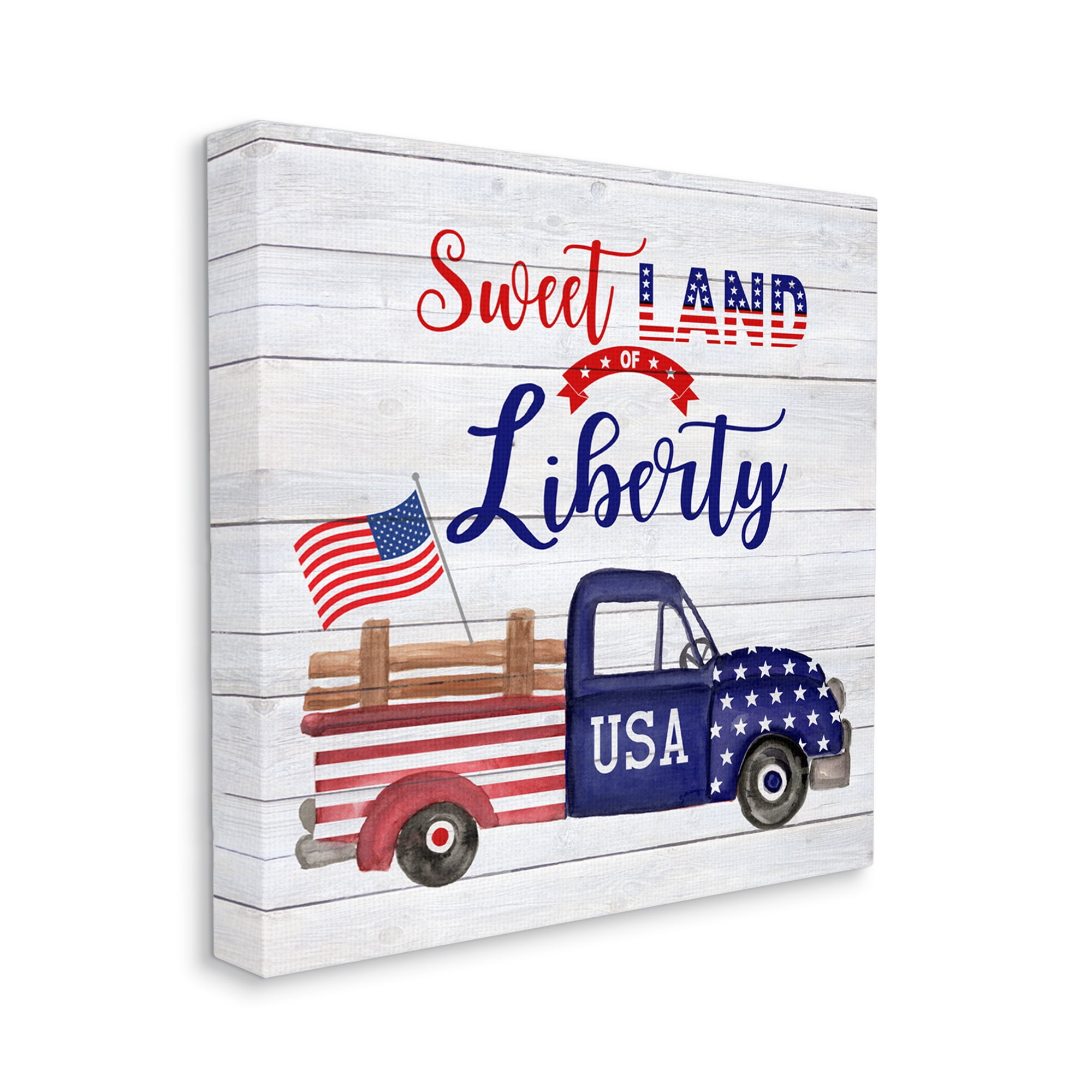 Stupell Industries Country Liberty Phrase Holiday Painting Gallery Wrapped Canvas Print Wall Art, 24 x 24