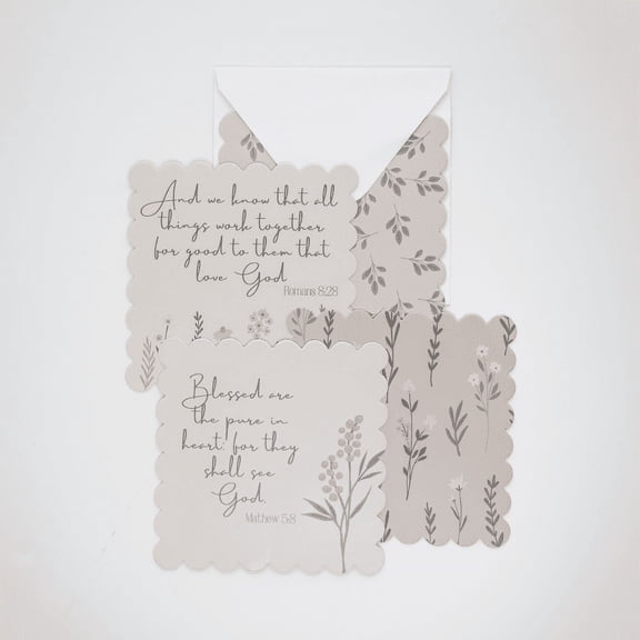 Pearls Of Parchment Cream Floral Bible Verse Notecard Set - 4 Pack