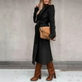 thumbnail image 3 of utcoco women's open front wool blend trench long coat with belt, 3 of 4