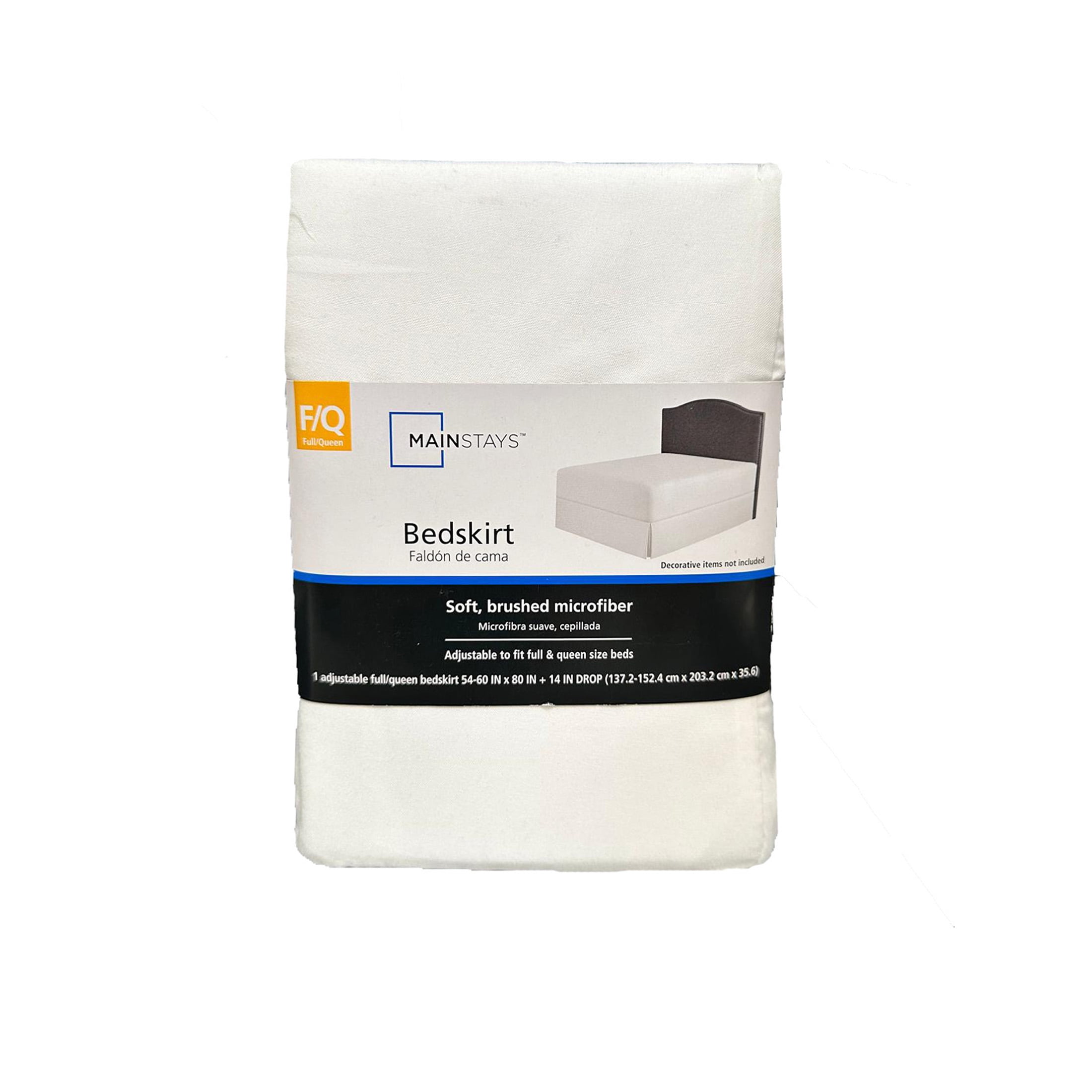 Mainstays Solid White Pleated Soft Brushed Microfiber Bedskirt, Full/Queen