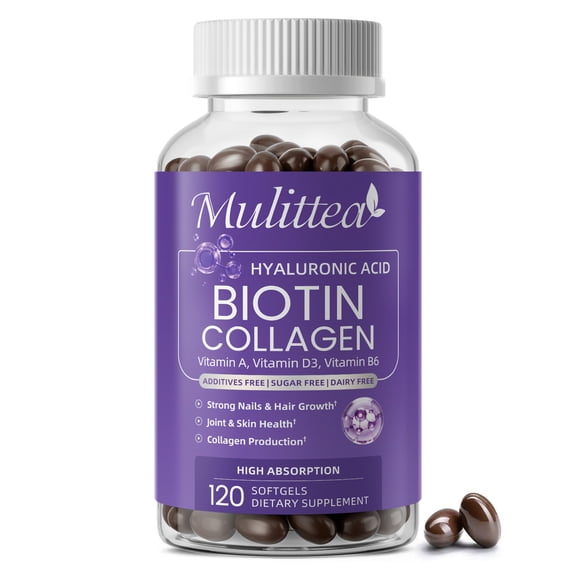Biotin Collagen Capsule,5000mcg Biotin w/Hyaluronic Acid, B-Complex Vitamins & MSM,Hair Skin and Nails Supplement - 120 Count