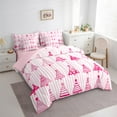 thumbnail image 4 of Manfei Cartoon Xmas Tree 7-Piece Twin Bedding Sets,Merry Christmas Bedding Comforter Set,Pink Geometric Striped Sheet Sets For Girls Kids,Super Cozy Room Decor Reversible, 4 of 9