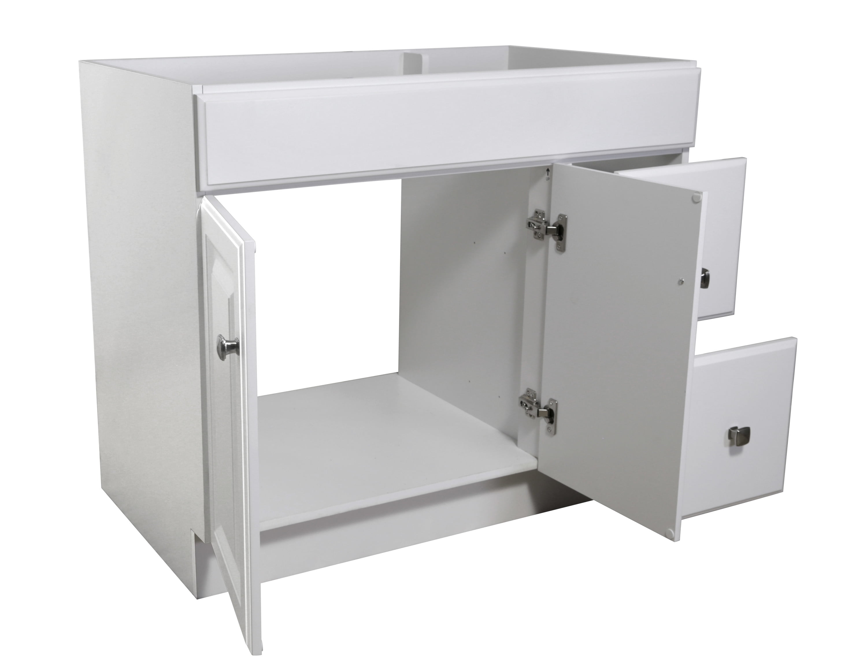 Design House Wyndham 36" Solid Wood Ready to Assemble 2-Door and 2-Drawer Bathroom Vanity Cabinet, White