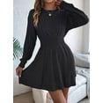 thumbnail image 6 of Women'S Fall Long Sleeve Mock Neck Sweater Dress Casual Loose Ribbed Knit Mini Short Pullover Dresses Black XL, 6 of 8
