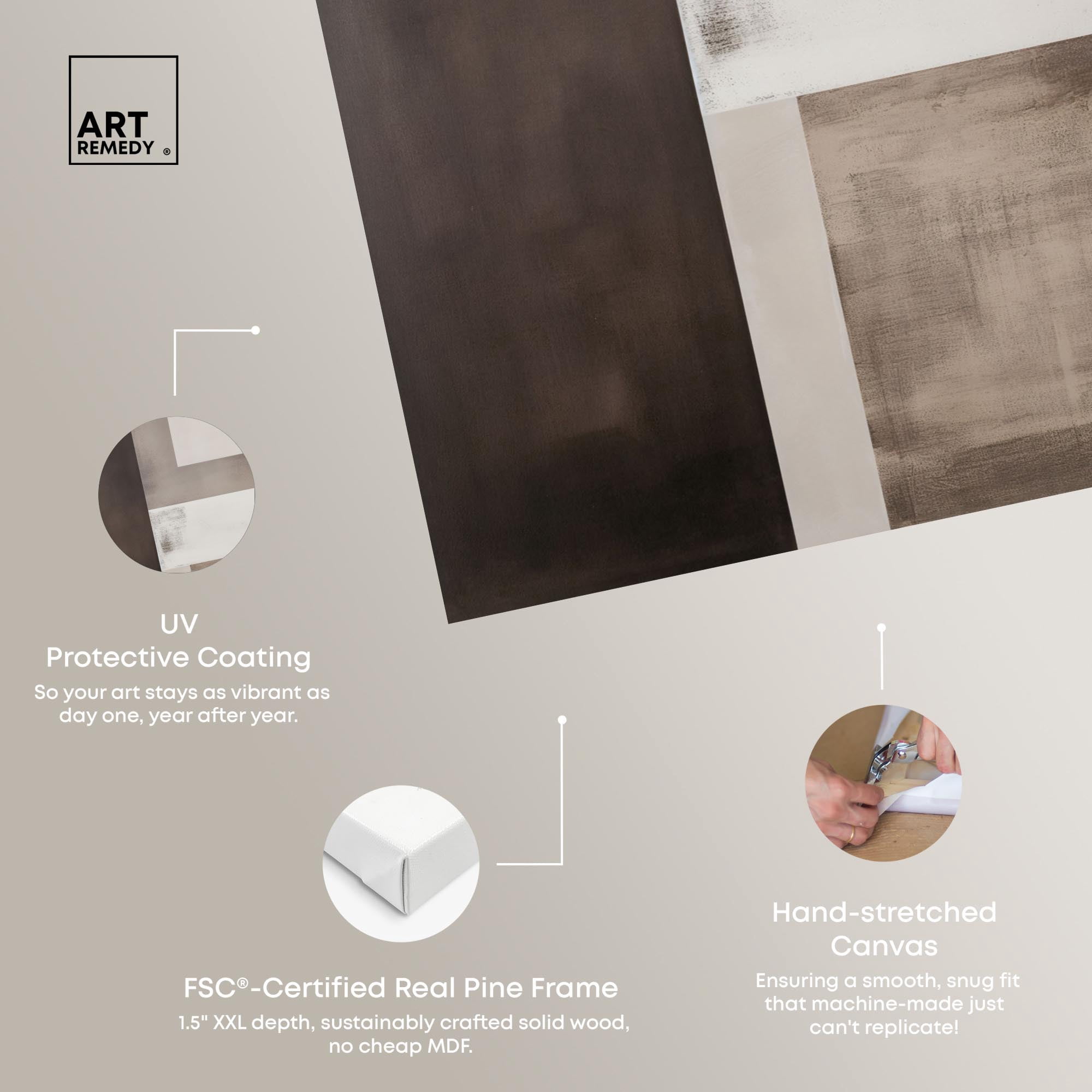 Quiet Geometries Set Canvas Print Brown Wall Art Set by Art Remedy, Gallery Wrapped, 24 x 36
