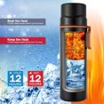 thumbnail image 3 of Botella de agua aislada: taza de café al vacío de acero inoxidable con asa, taza deportiva de doble pared aislada con tapa a prueba de fugas, se mantiene caliente durante 12 horas (Negro), 3 of 5