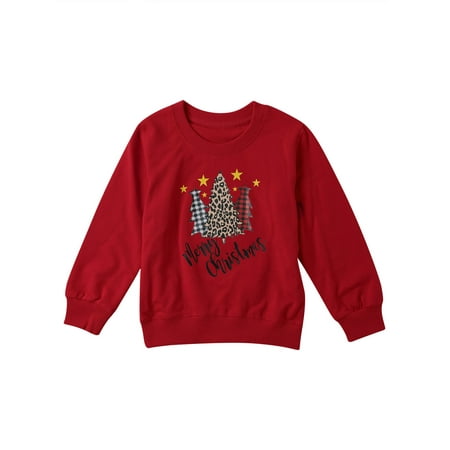 

Liliz Matching Family Outfits Christmas Tree Print Loose Pullover Tops