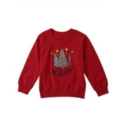 FAROOT Matching Family Outfits Christmas Tree Print Loose Pullover Tops