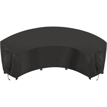 Waterproof Curved Outdoor Sectional Cover - UV Resistant Windproof Patio Sectional Sofa Covers for Deck, Lawn and Backyard, Heavy Duty Furniture Covers (150Lx36Dx38Hx112FL, Black)