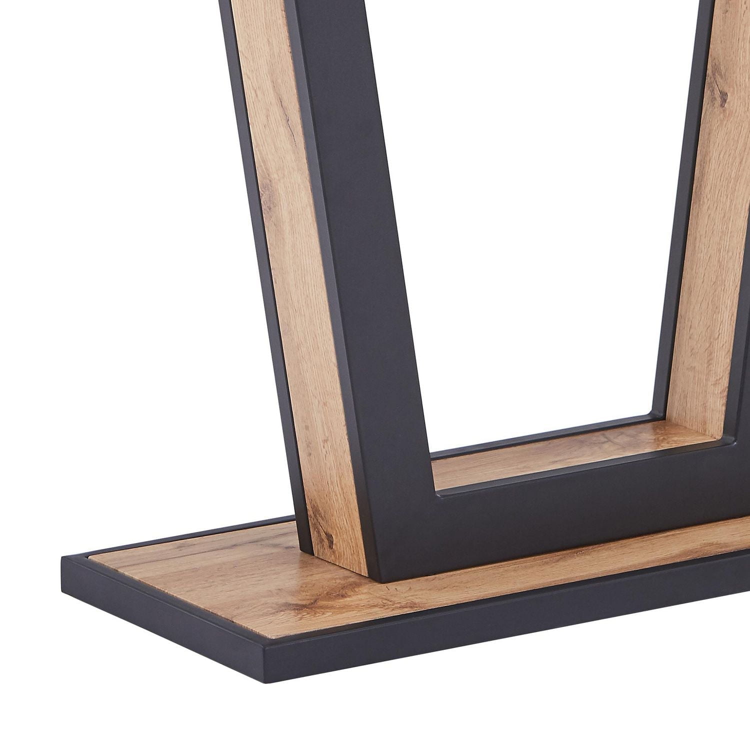 Modern MDF & Metal Console Table - Natural & Black