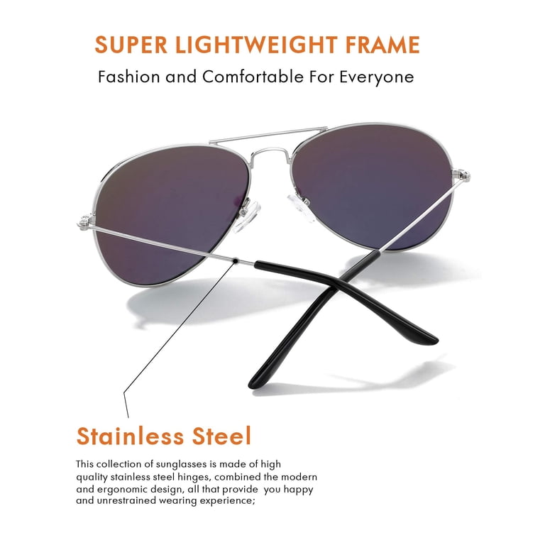 ROCF ROSSINI Aviator Sunglasses, UV400, Stainless Steel  display picture 1