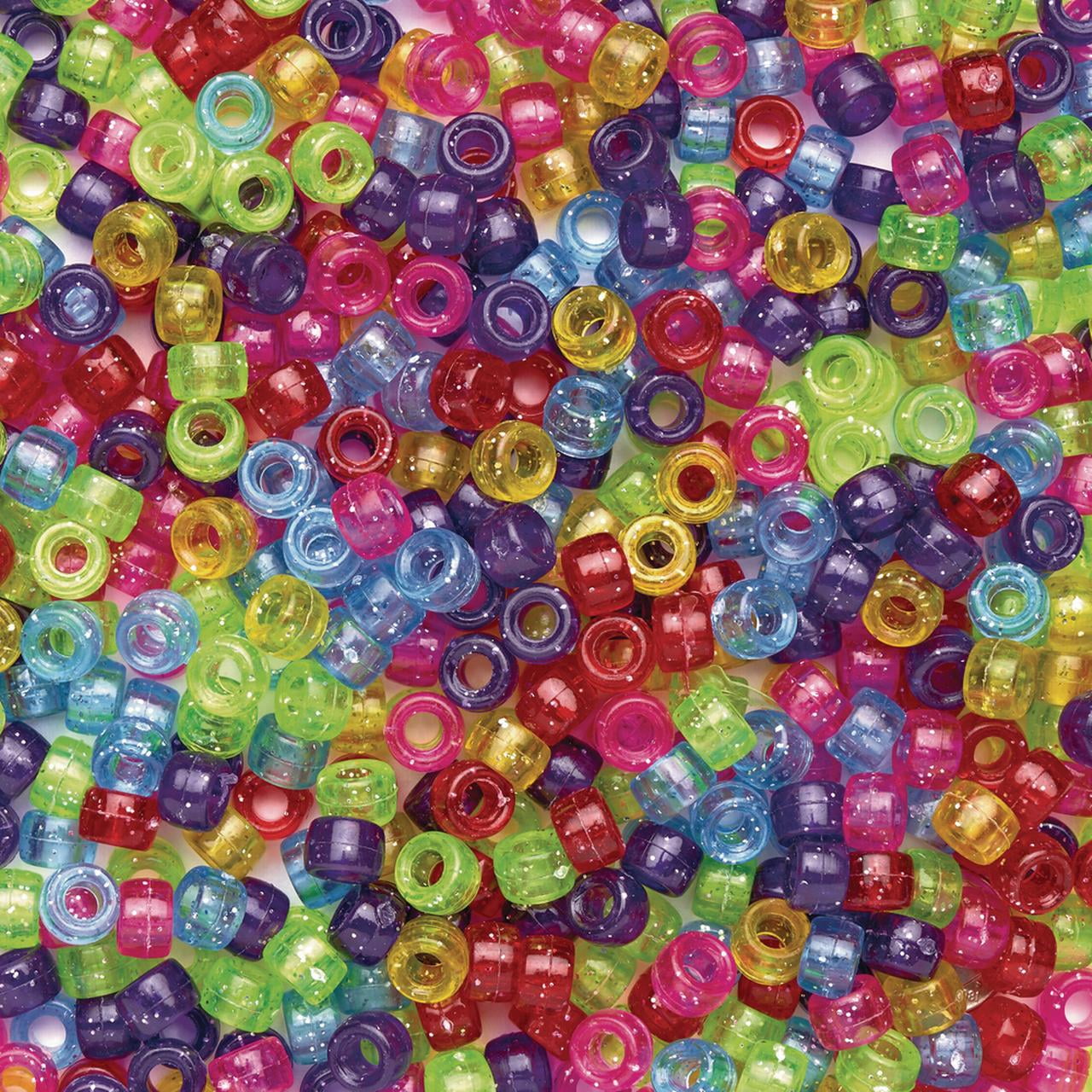 Colorations Glitter Pony Beads, 1 lb. 1800 Pcs in Resealable StandUp