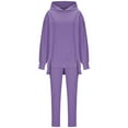 thumbnail image 6 of Hueook Sweat Suits For Womens 2 Piece Ladies' Round Neck Long Sleeved Shirt Casual Wide Leg Pants Two-piece Fashionable Set Purple 2X, 6 of 6