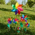 thumbnail image 1 of 1 Uds. Hilanderos de viento, poste de madera arcoíris molinillo de molinete decoración para niños, fiesta o jardín LingWen 9024715505903, 1 of 1