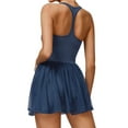 thumbnail image 2 of Deago Womens Tennis Golf Dress with Built-in Bra Shorts Backless Square Neck Mini Mesh Puffy Skirt Athletic Dresses with Pockets (Navy, S), 2 of 9