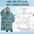 thumbnail image 4 of Oversized Wearable Blanket Hoodie,Cartoon Construction Vehicles Barriers Light Blue Pattern Sherpa Blanket Hoodie with Super Pockets,Super Warm Fuzzy Pullover for Women & Men, 4 of 6