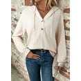 thumbnail image 5 of Eytino Hoodies for Women Hooded Sweatshirt Casual Long Sleeve V Neck Lightweight Knit Loose Drawstring Workout Fall Tops S-2XL, 5 of 9