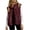 Wine, variant on Women's Sleeveless Faux Fur Vest, Stand Collar Patchwork Jacket, Lightweight Fleece Vest with 3 Pockets, Casual Commute Vest, Button Front Vest Blackish Green L