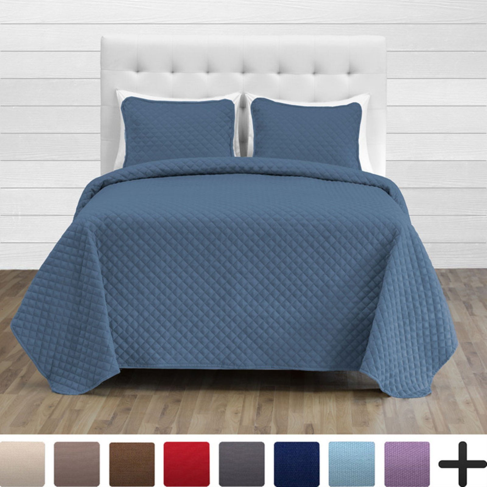 Premium UltraSoft Diamond Stitched Lightweight Coverlet Set by Bare