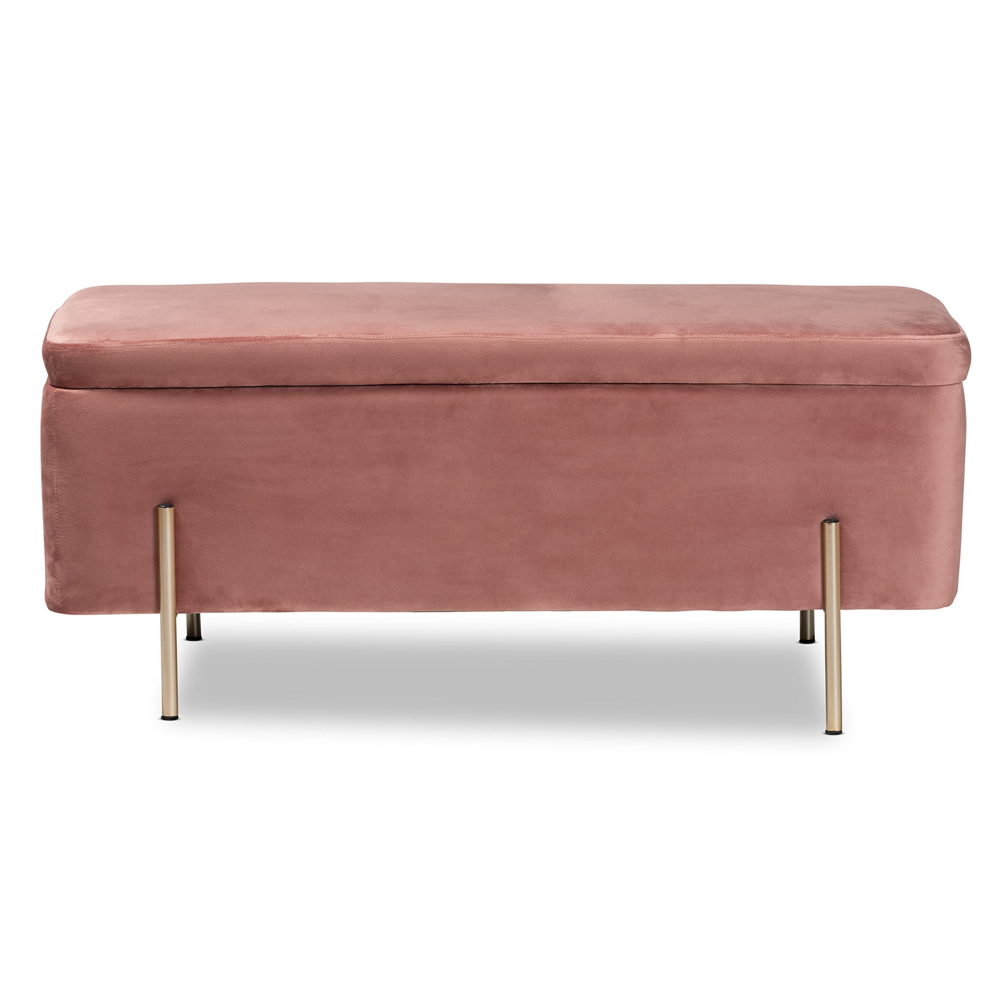 Baxton Studio Rockwell Upholstered & Storage Bench, Blush Pink