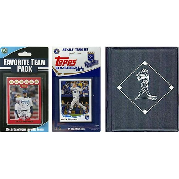 MLB Kansas City Royals Licensed 2013 Topps Team Set & Favorite Player Trading Cards Plus Storage Album