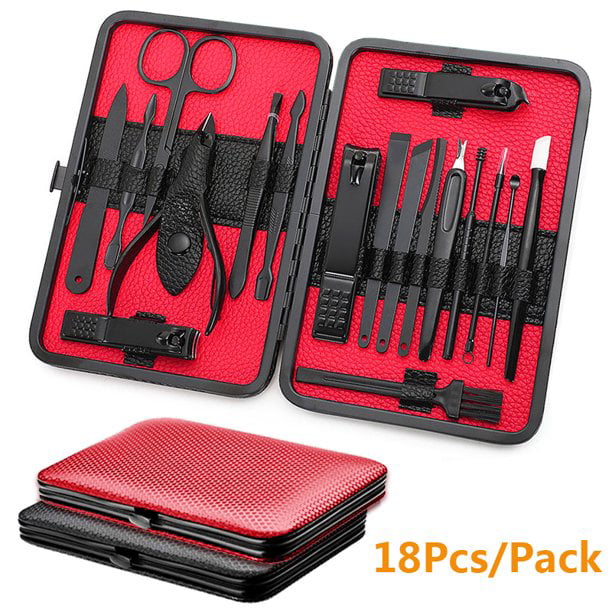 Buy Manicure Set 18 Pcs, Nail Clippers Kit, Pedicure Care Tools-Stainless  Steel Grooming Tools Leather Case for Travel & Home (Assorted colors)  Online - Shop Beauty & Personal Care on Carrefour UAE