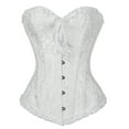 thumbnail image 1 of FANNYC Women 's Floral Lace Overbust Corset Bustier Waist Cincher Body Shaper Boned Firm Control Shapewear Top With G-String Size S-6XL, 1 of 7