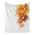 thumbnail image 1 of Floral Soft Flannel Fleece Throw Blanket, Ornaments Flowers Waves Pattern Curvy Leaves Swirls Graphic Design, Cozy Plush for Indoor and Outdoor Use, 70" x 90", Orange Yellow Cream, by Ambesonne, 1 of 6