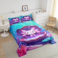 thumbnail image 4 of Axolotl Bedding Set Full Size,Cute Ocean Animals Quilt Teens Marine Romantic Comforter Set Pink Coral Plant Duvet Insert, 4 of 7