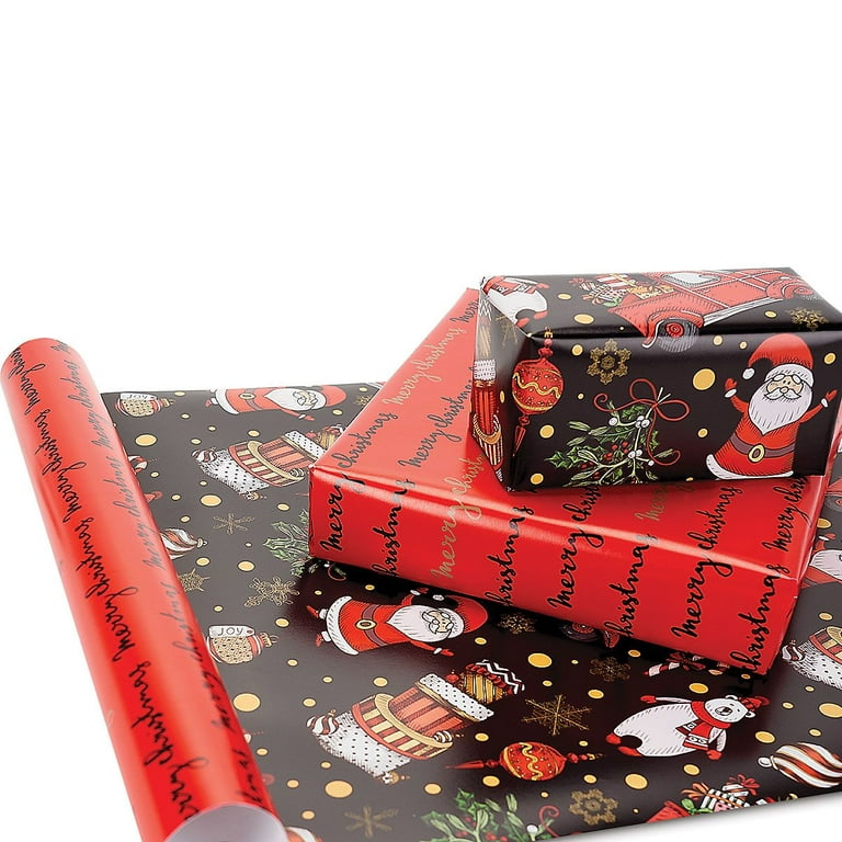 Hallmark, Party Supplies, Hallmark Wrapping Paper Christmas Merry Bright  Red 9 Sq Ft Jumbo Roll Holiday