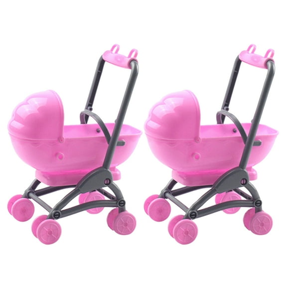 2 piezas de casa de muñecas para jugar, cochecito de bebé, cochecito de bebé de juguete, modelo de cochecito de dibujos animados, cochecito de bebé realista, modelos de cochecitos pequeños