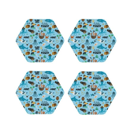 

Tideii Animal Pirate for Leather Coasters 4 Pieces Anti-fouling and Anti-scalding Decorative Coasters Suitable for Restaurants Kitchens Coffee Shops-Hexagon