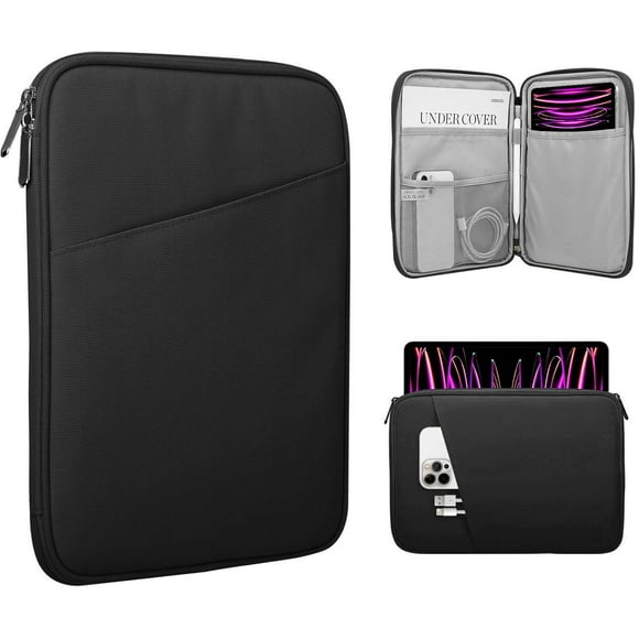 TRAHOO-13 Inch Tablet Sleeve with Pocket for iPad Air 13", iPad Pro 13", iPad Pro 12.9", Galaxy Tab S9+/S9 Plus/S10+/S10 Plus/S9 FE+/S9 FE Plus 12.4", Remarkable Paper Pro 11.8", Black