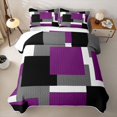 thumbnail image 2 of Homewish Purple Patchwork Square Quilt King,Classic Contemporary King Coverlet Set,3pcs, 2 of 7
