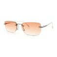 thumbnail image 5 of Retro Luxe Rimless Rectangle Metal Frame 90s Fashion Sunglasses Silver - Orange, 5 of 8