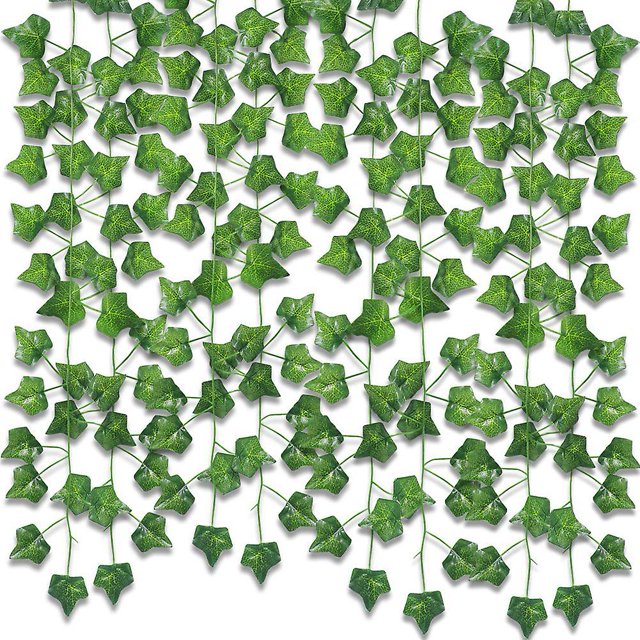 Hiedra artificial - 12 hebras de hiedra artificial, guirnalda de hiedra falsa Afortunado Sencillez