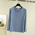thumbnail image 4 of Soft Cotton T-Shirts for Women Spring Fall Base Tee Shirt Crew Neck Top Solid Color Casual Lightweight Tshirts (L, Blue 01), 4 of 7