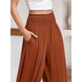 thumbnail image 5 of ANRABESS Womens Wide Leg Pants Summer Casual Palazzo Lounge Pants High Smocked Waist Loose Beach Pants with Pockets, 5 of 9