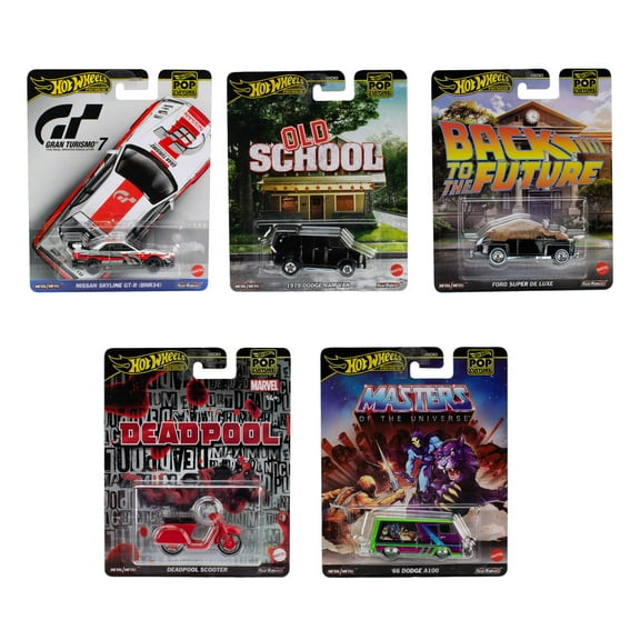 Hot Wheels Premium Toy Car, Truck or Van 10-Pack, 2 Sets of 5 1:64 Scale Replicas from Pop Culture